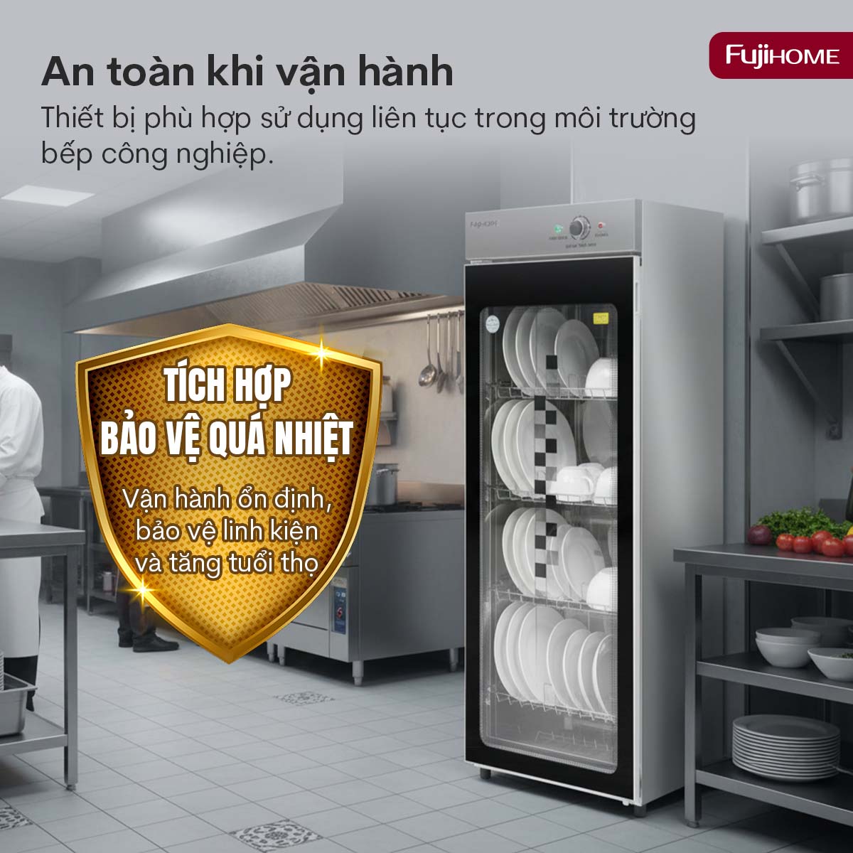 Tủ sấy chén bát tiệt trùng dung tích lớn Fujihome DD300A