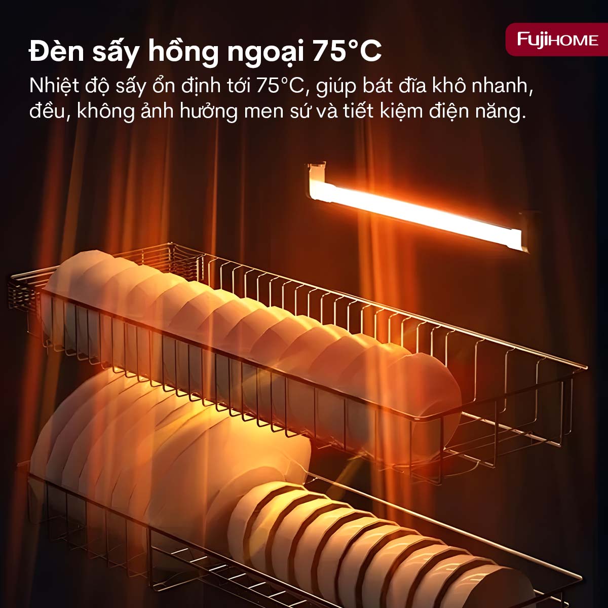 Tủ sấy chén bát tiệt trùng dung tích lớn Fujihome DD400A