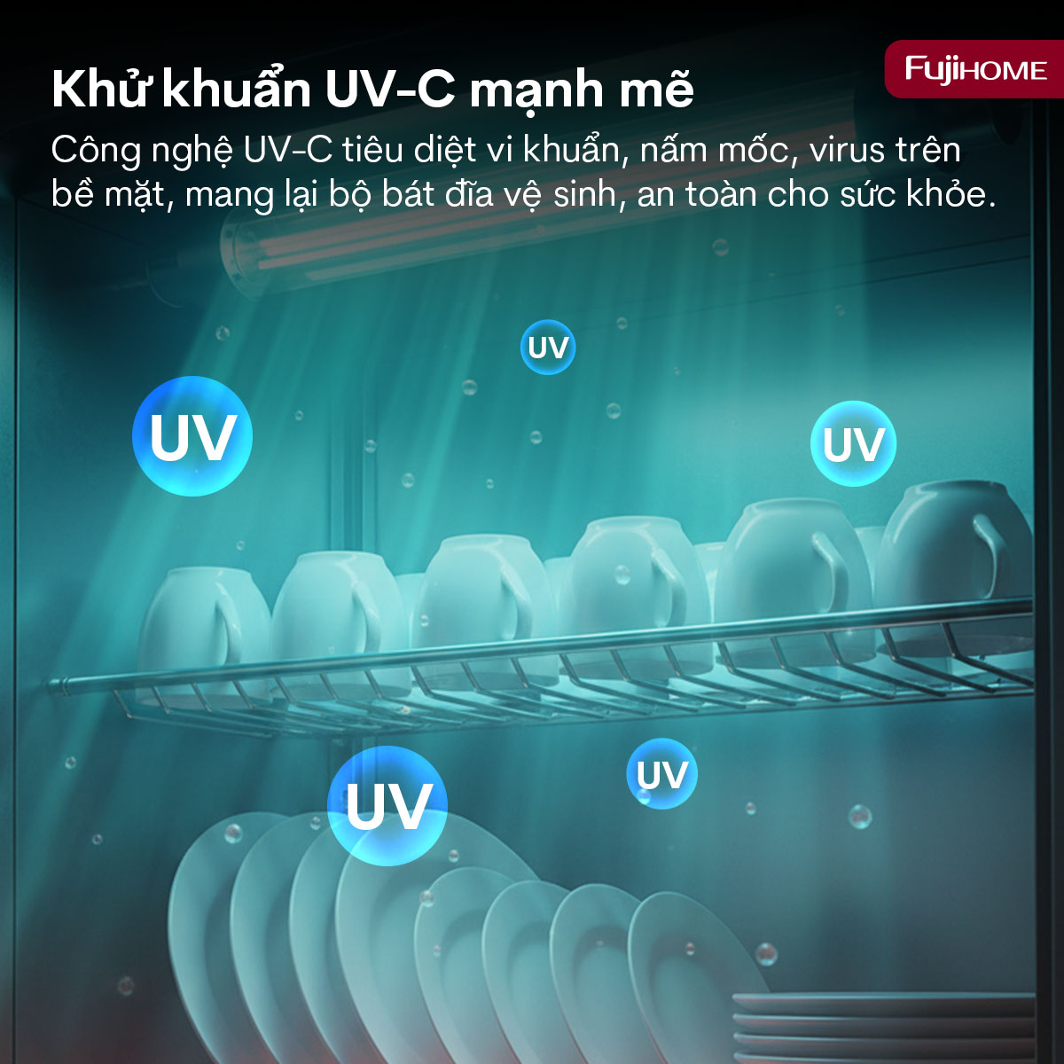 Tủ sấy chén bát tiệt trùng dung tích lớn Fujihome DD500A