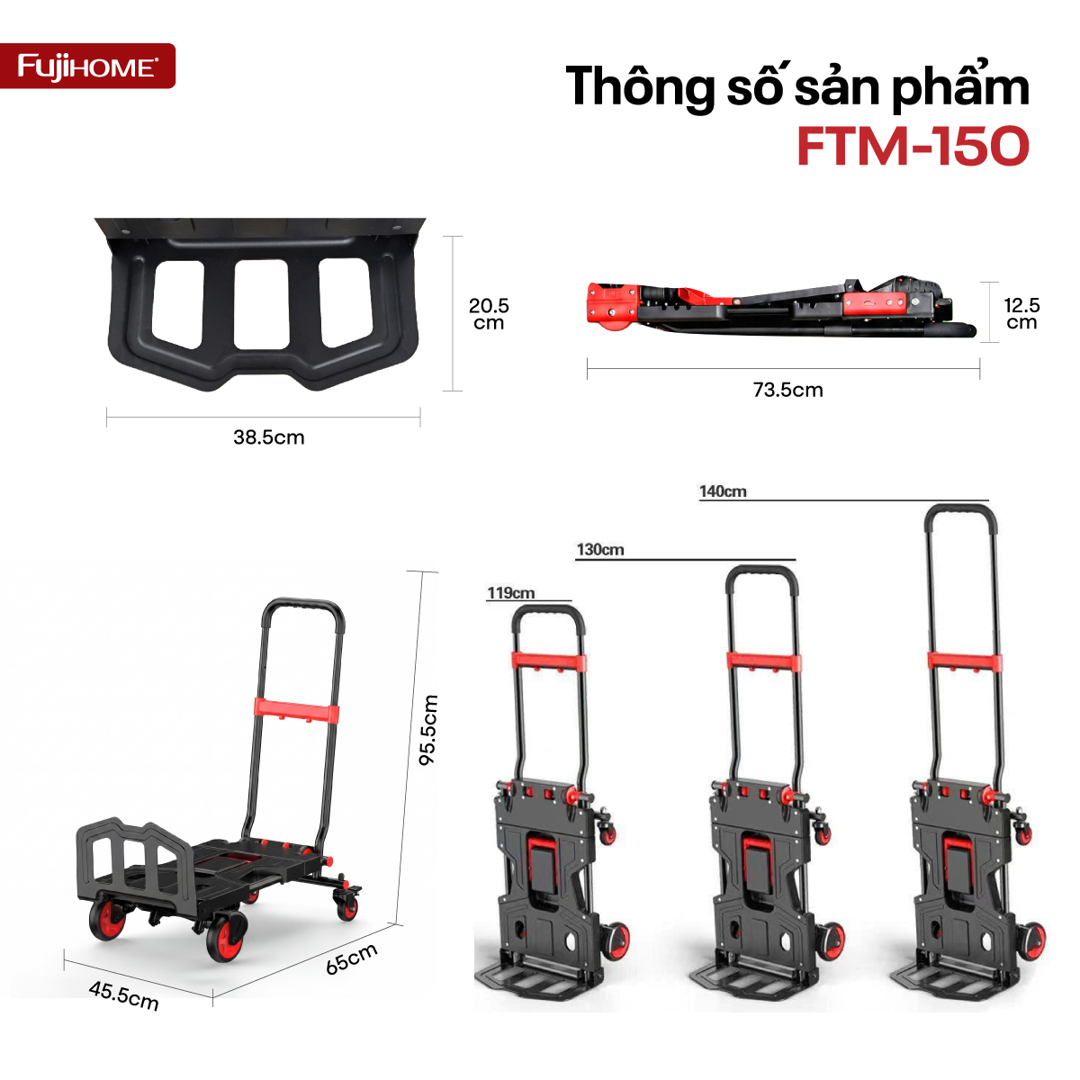 Xe đẩy đa năng 2 in 1 Fujihome FTM-150