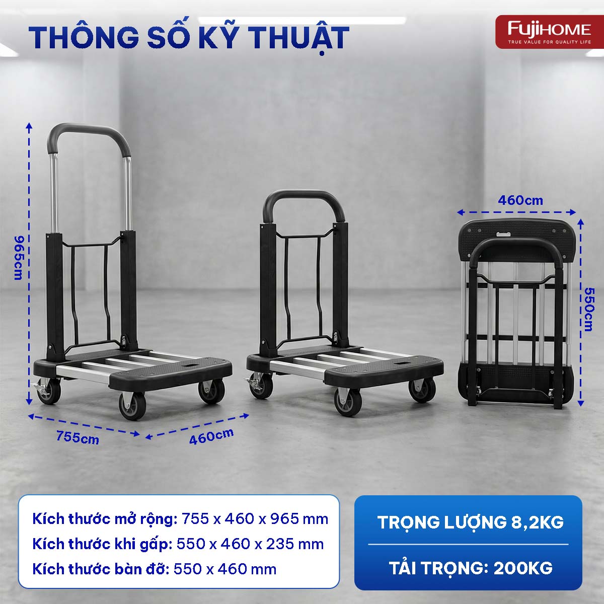 Xe đẩy gấp gọn đa năng Fujihome HTM-200