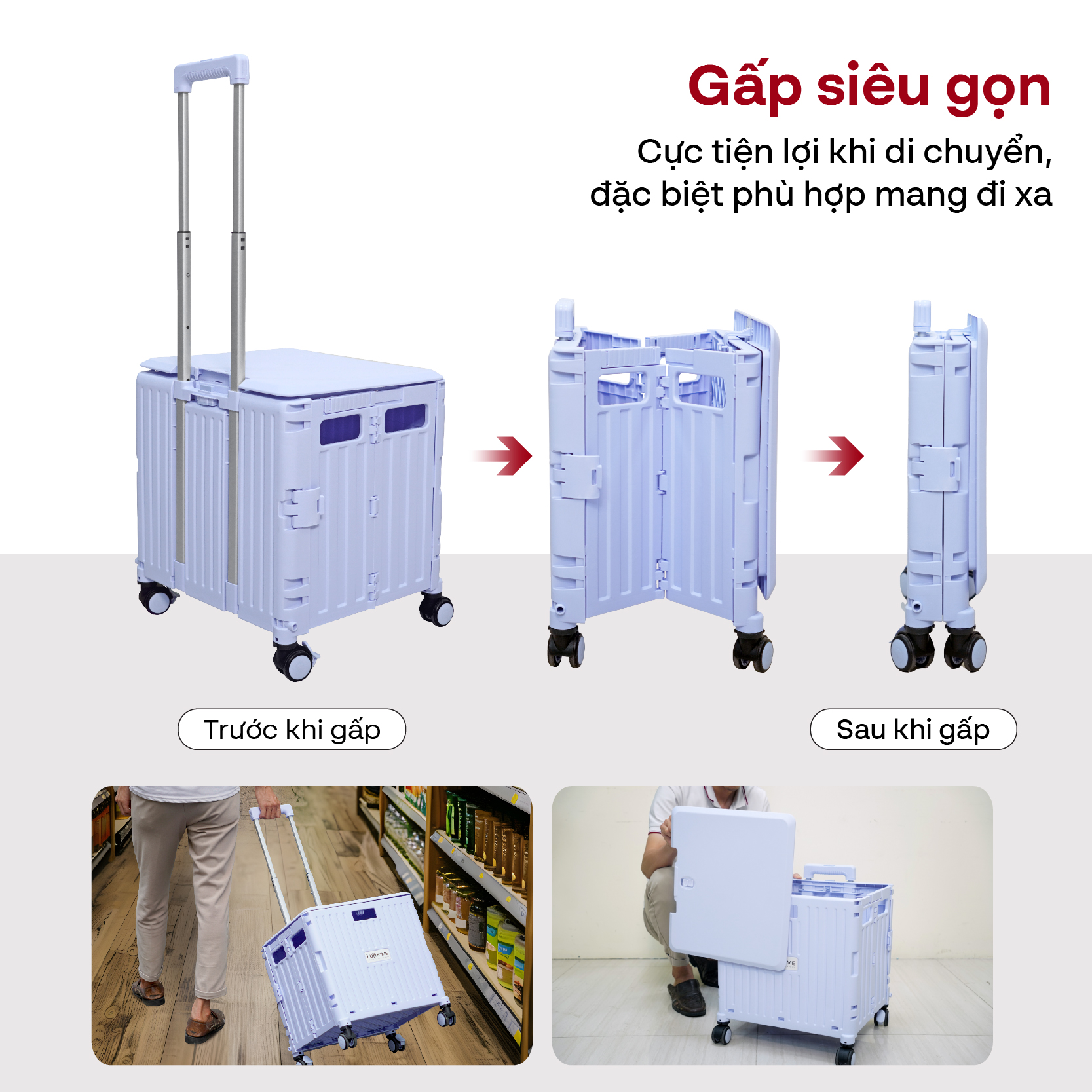 Xe kéo hàng đi chợ rút gọn FUJIHOME PT-45F