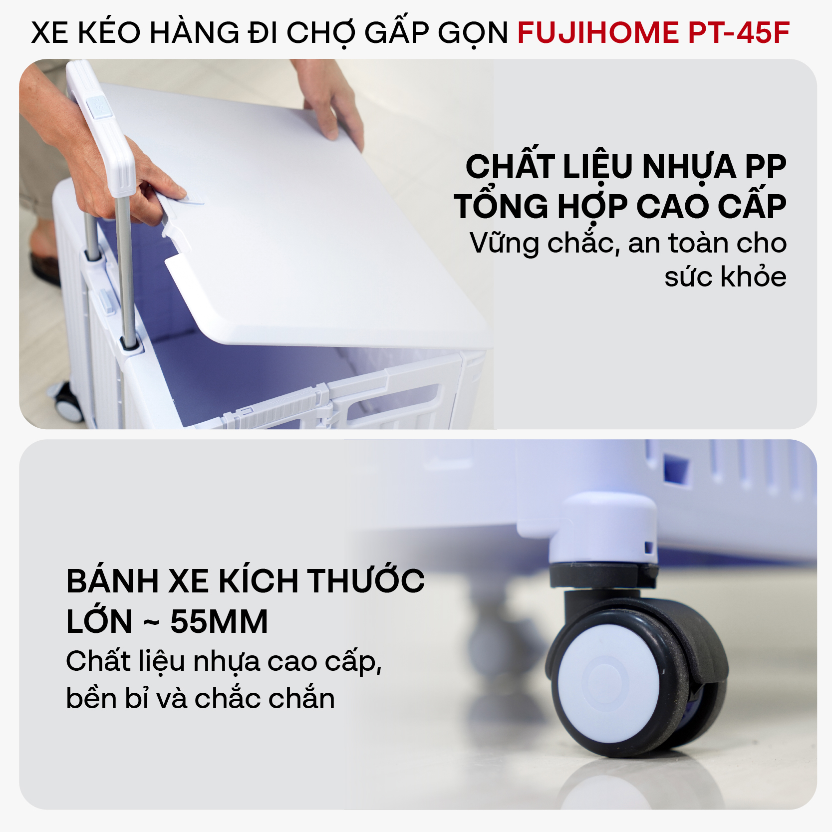 Xe kéo hàng đi chợ rút gọn FUJIHOME PT-45F