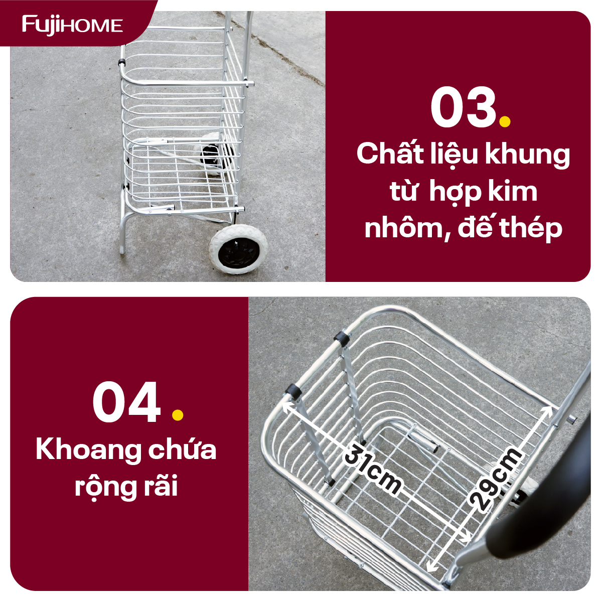 Xe kéo đi chợ gấp gọn Fujihome SC-250NEW2