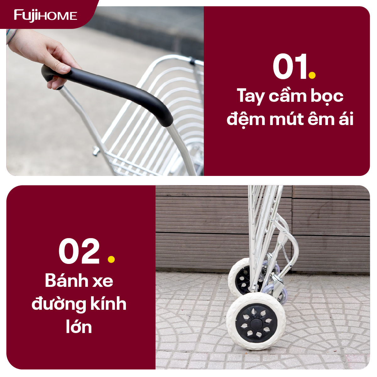 Xe kéo đi chợ gấp gọn Fujihome SC-250NEW4
