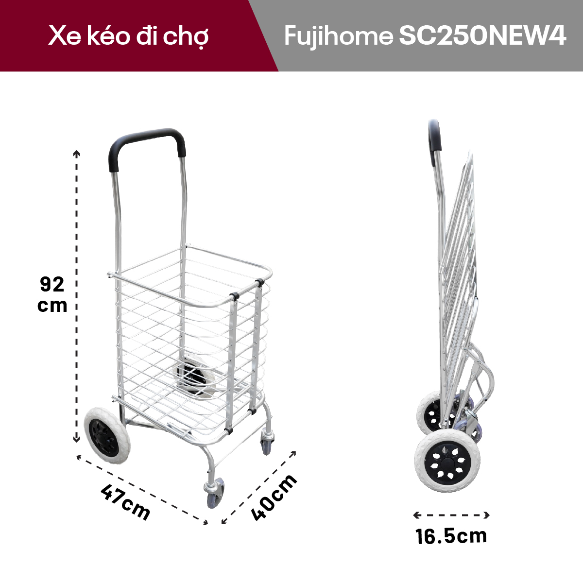 Xe kéo đi chợ gấp gọn Fujihome SC-250NEW4