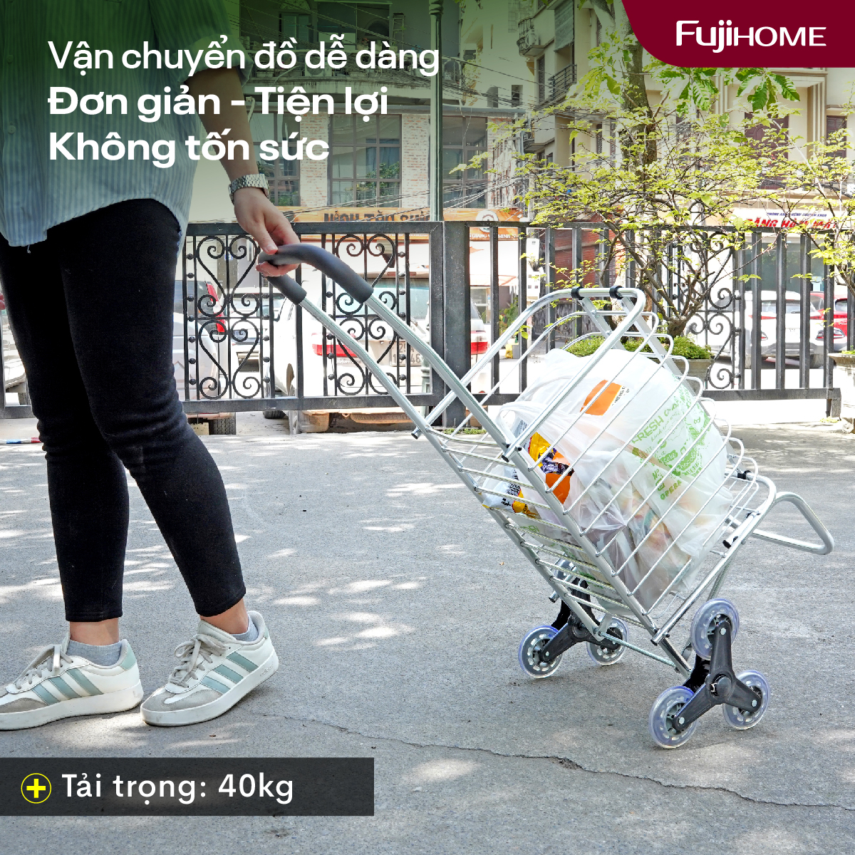 Xe đi chợ gấp gọn, leo cầu thang Fujihome SC-260NEW2