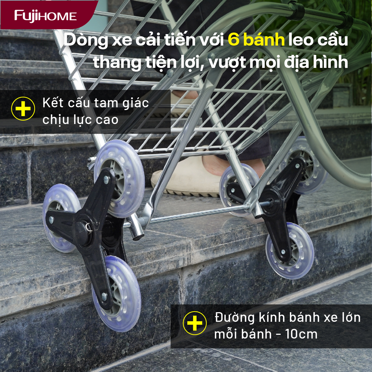 Xe đi chợ gấp gọn, leo cầu thang Fujihome SC-260NEW2