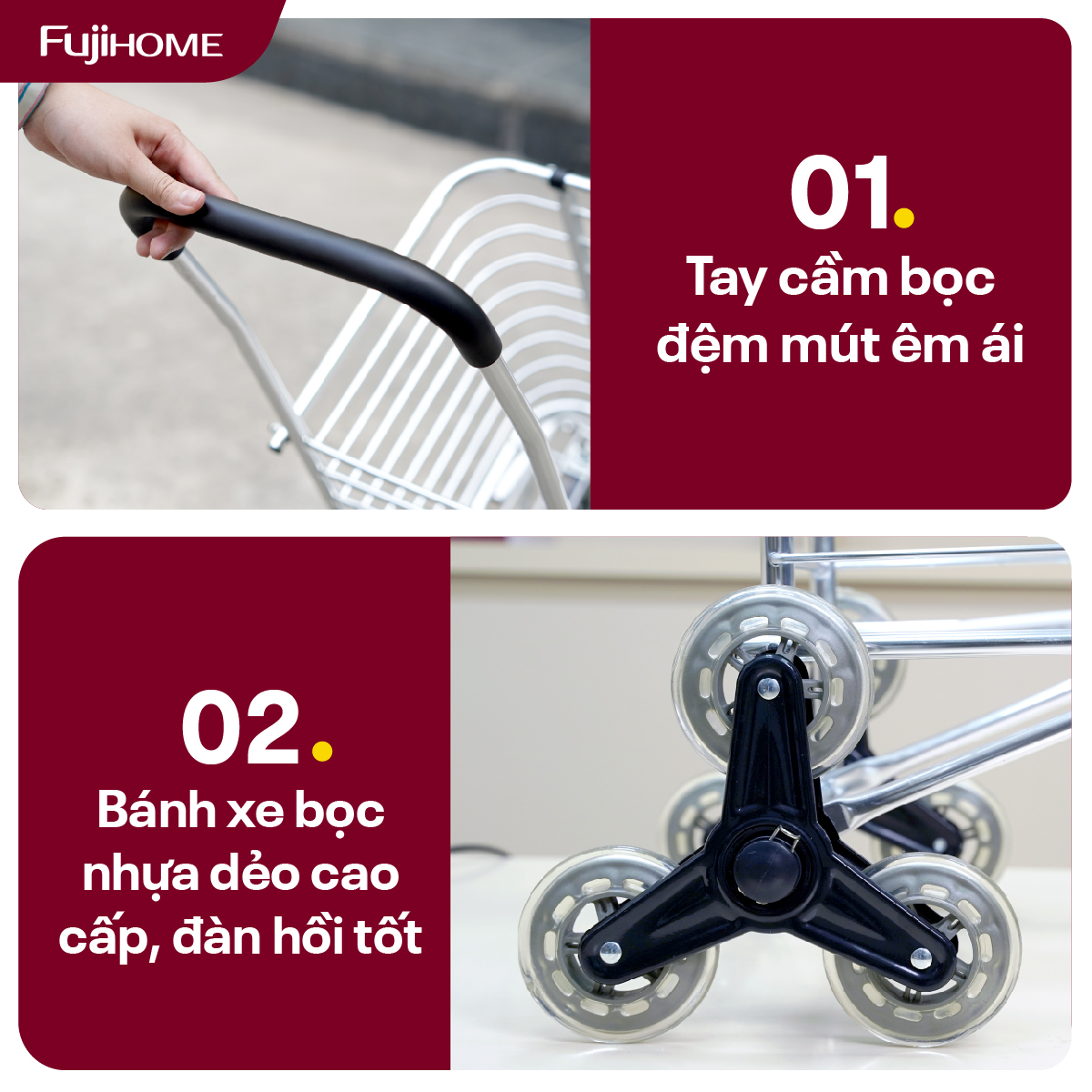Xe đi chợ gấp gọn, leo cầu thang Fujihome SC-260NEW4