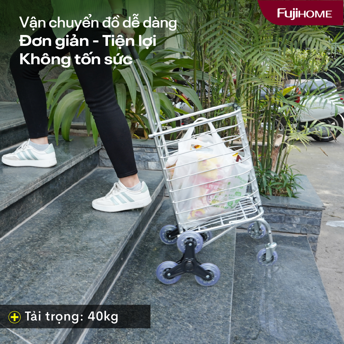 Xe đi chợ gấp gọn, leo cầu thang Fujihome SC-260NEW4