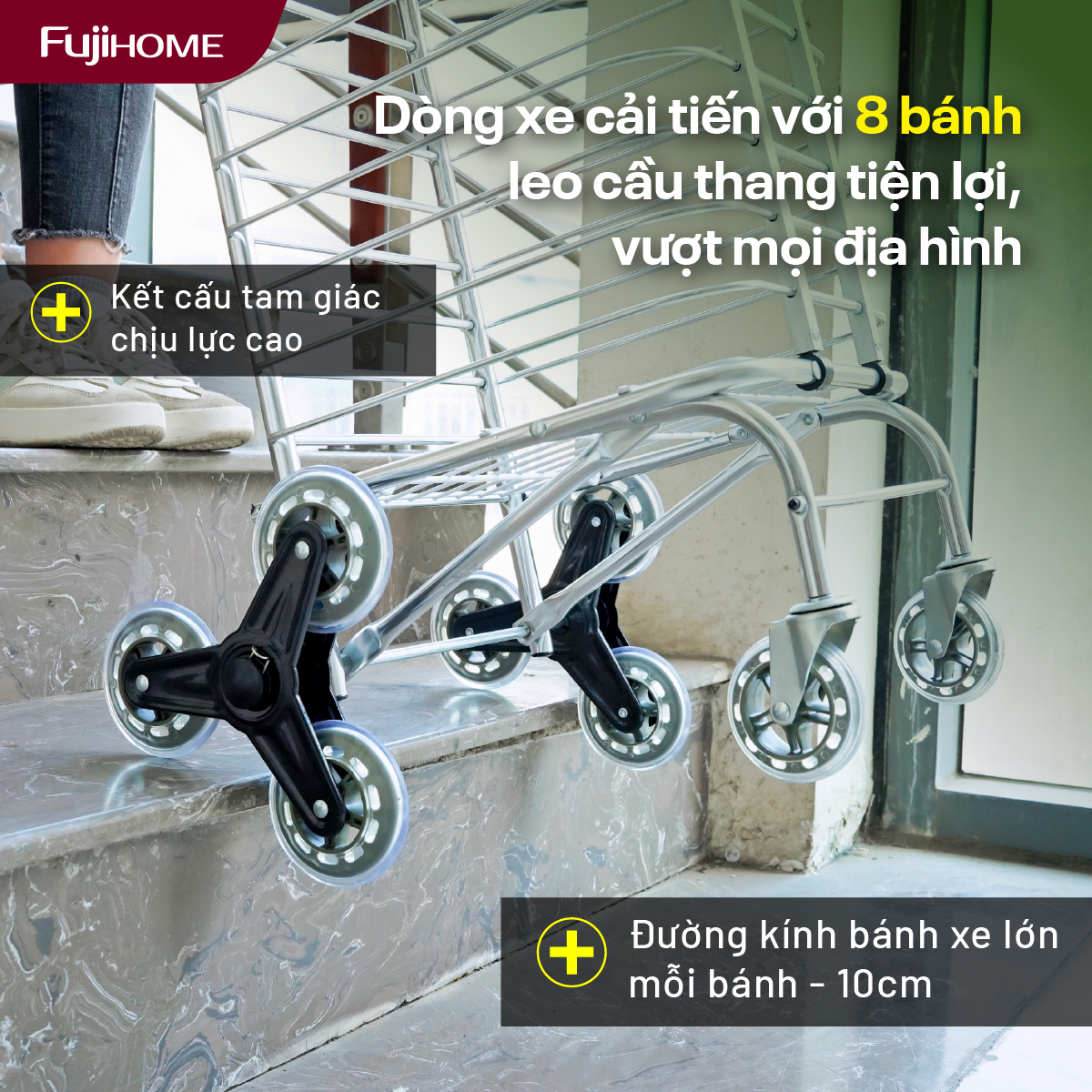 Xe đi chợ gấp gọn, leo cầu thang Fujihome SC-260NEW4
