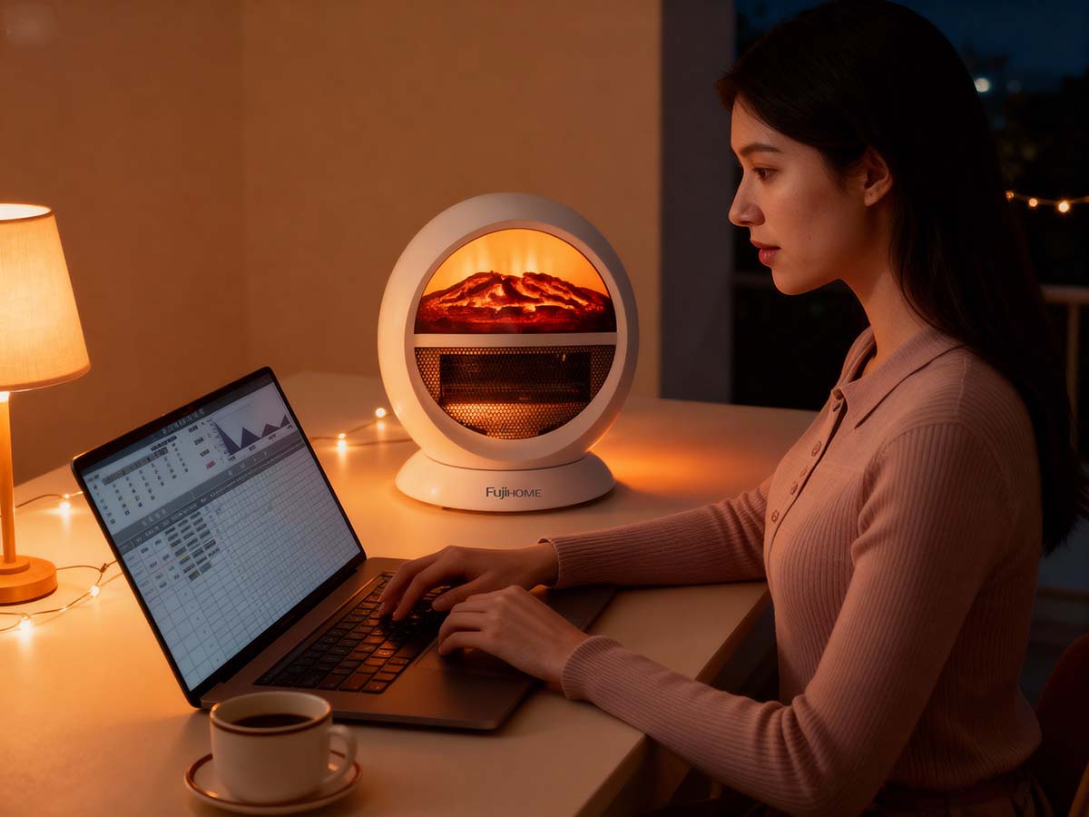 Hiệu ứng đèn sưởi là một trong những sự bổ sung mới trên dải sản phẩm quạt sưởi 2025, mang lại cảm giác ấm cúng, tiện nghi