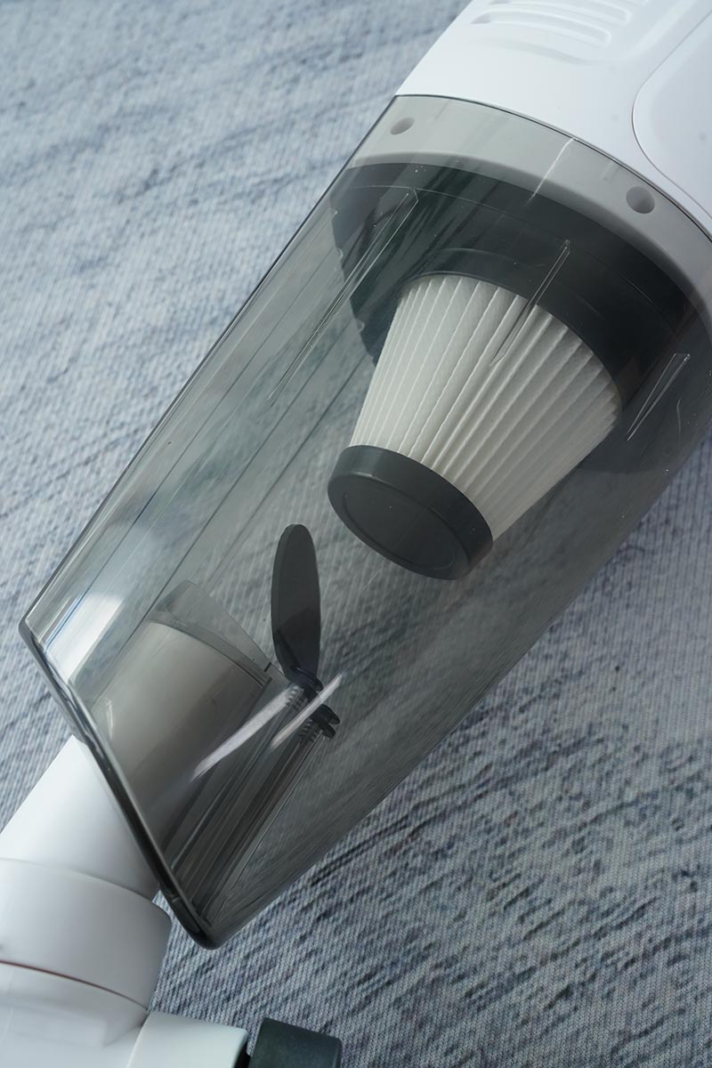 Ảnh thực tế hộp đựng bụi và màng lọc HEPA của Fujihome VC06