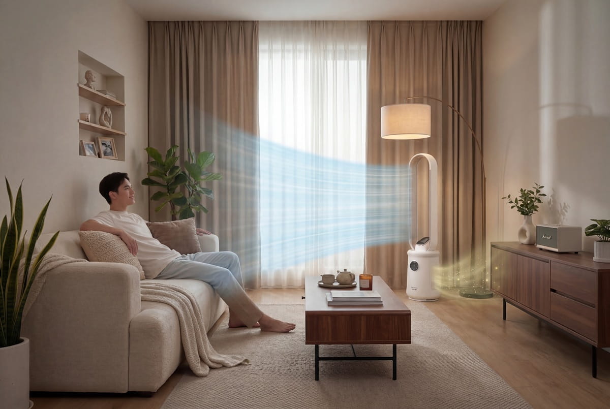 Không chỉ mang lại luồng gió mát lành, FujiHOME BF15-HEPA-VOICE còn tích hợp hệ thống lọc khí đa tầng và phun sương tạo ẩm. Ảnh: FujiHOME Việt Nam