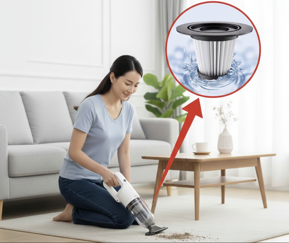 Màng lọc HEPA trên máy hút bụi Fujihome VC01